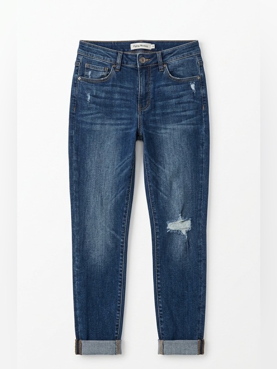 Flying Monkey Denim - Flying Monkey Distressed Mid-Rise Skinny Jeans - Medium Wash - Size 26